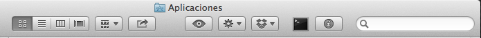 Finder Toolbar con "Abrir terminal aquí" y el icono de Terminal.app